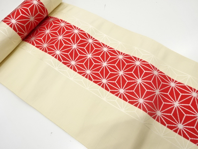 JAPANESE KIMONO / ANTIQUE BOLT FOR NAGOYA OBI / SILK / CHIKUZEN HAKATA / WOVEN ASANOHA